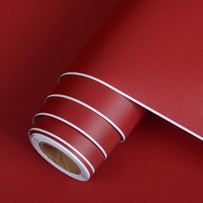 AbaBoorty 196''x15.8'' Peel and Stick Dark Red Adhesive Wall Paper Decorative Solid Color Wallpaper for Kitchen Thick Dark Contact Paper Self Adhesive Textured Red Wallpaper Decorative Vinyl Roll