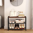 Yusong Shoe Rack Organizer, 3 Tier Industrial Shoe Storage Shelf for Closet Entryway, Narrow Sturdy Metal Shoe Shelves, Rustic Brown