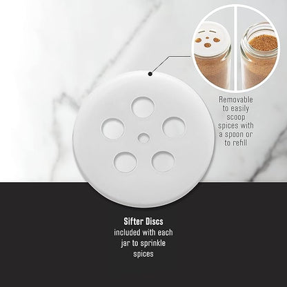 Kamenstein 16 Jar Hourglass Revolving Countertop Spice Rack with Spices Included, FREE Spice Refills for 5 years, Acacia with Stainless Steel Caps,Brown