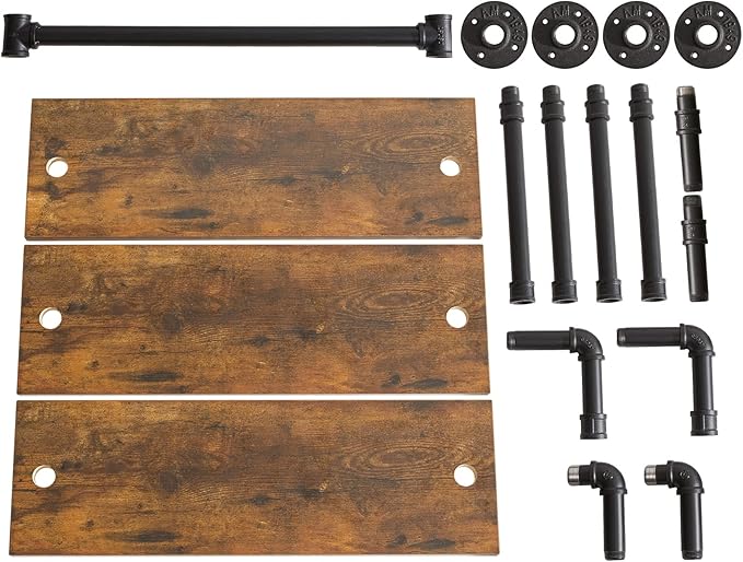 IBUYKE Industrial Pipe Shelf,40.5 inches Wall Mount Bookcase,3-Tier Wall Shelf with Towel Bar,Rustic Iron Pipe Floating Shelvesfor Bedroom,Kitchen,Living Room,Bathroom URF-TM015