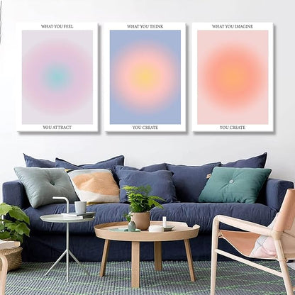 Framed 3Pcs Abstract Wall Art Poster Room Aesthetics Spiritual Spiritual Gradual Affirmation Canvas Wall Decoration Positive Energy Inspirational Wall Art Bathroom Living Room Apartment 12x16Inch