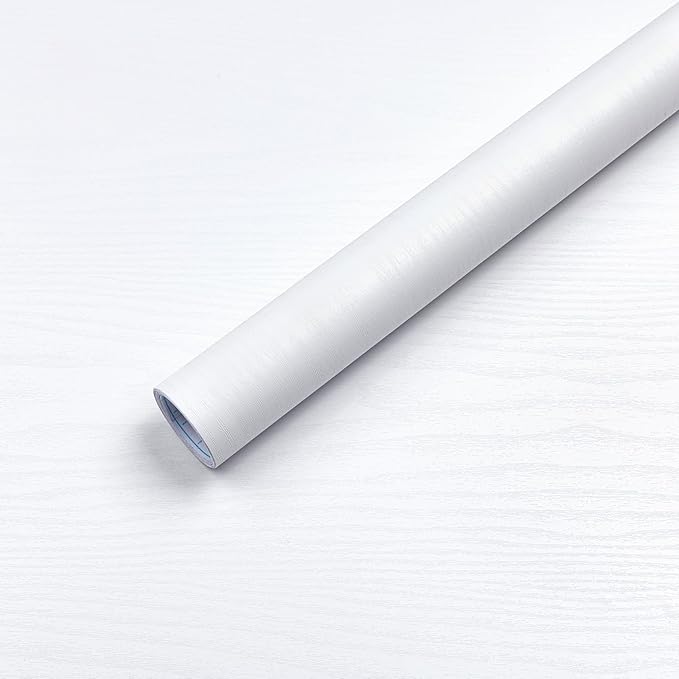 COSNIGHT White Wood Grain Contact Paper Self-Adhesive - Removable Peel and Stick Wallpaper for Kitchen Cabinets, Countertops and Home Decor - Wall Vinyl Wrap Waterproof 15.7In x 393In Renter Friendly