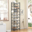usikey 10 Tiers Narrow Shoe Rack 20-30 Pairs, Sturdy Metal Tall Shoe Rack Shelf with 4 Hooks, Slim Shoe Storage with Metal Shelf, Space Saving Vertical Shoe Organizer for Entryway Black UNYXJX018H