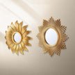 Jetec 4 Pcs Big Sunburst Wall Mirror Gold Vintage Mirror Set for Wall Metal Hanging Round Decorative Mirrors Accessories Modern Present for Living Room Bedroom Entryway Home Decor 10 Inch