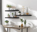 Wood Floating Shelves for Wall Decor, Rustic Wall Shelves for Bedroom Bathroom Kitchen Living Room, Set of 4 Black 24 Inch