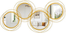 4 Pack Gold Circle Mirror Set, Wall Metal Framed Mirror Modern Glass Decorative Mirrors for Living Room Bedroom Entryway Home Decor 16x32 Inch