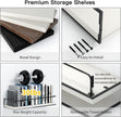 Shario White Floating Shelves - Set of 2, Wall Mounted Hanging Shelves with Black Towel Rack, Decorative Storage Shelves for Bathroom, Kitchen, Living Room & Bedroom (Modern White, 15.7 Inches)
