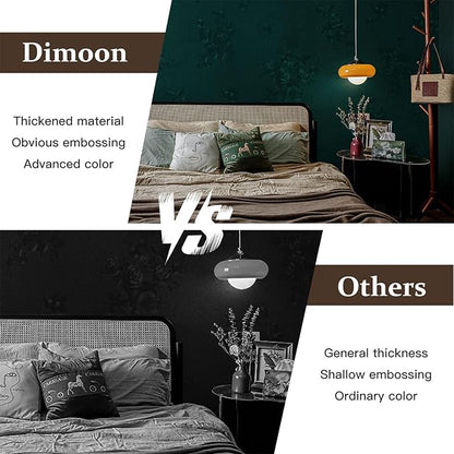 Dimoon 17.7''x118'' Green Peel and Stick Wallpaper Gothic Floral Wall Paper Contact Paper Closeout Renter Friendly Modern Self Adhesive Damask Cabinet Vinyl Roll(118''x17.7'', Green Floral Textured)
