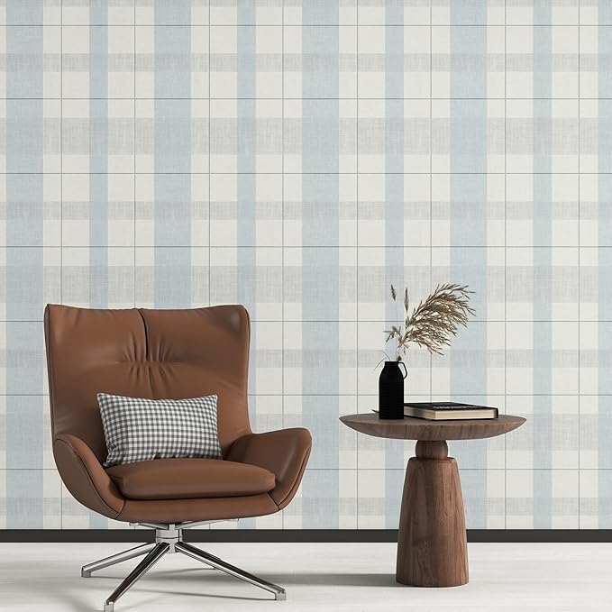 Timeet Modern Peel and Stick Wallpaper Wallpaper Blue Gray Boho Contact Paper Waterproof Self Adhesive Removable Textured Wall Paper for Bedroom Bathroom Cabinets Wall Decor Vinyl 17.3