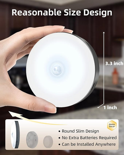 EZVALO Under Cabinet Lighting,1000mAh Rechargeable Puck Lights with Remote,3 Color Temps & 12 RGB Motion Sensor Closet Lights Indoor,Dimmable Under Cabinet Lights for Kitchen,Cabinets,Closet (3 Packs)