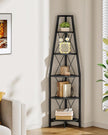 5-Tier Corner Shelf, Corner Bookshelf, Ladder Shelf, Floor Standing Storage Rack, Open Display Stand, Plant Stand, for Living Room, Bedroom, Study, Bathroom, Black TCJ22BB