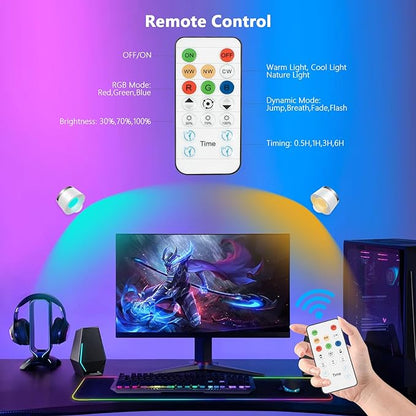 Moobibear LED Wall Lights with Remote, 3500mAh Rechargeable Battery Operated Wall Sconce, Dimmable 13RGB + 3 Color Temperature Magnetic Wireless Wall Lamp, for Rooms, Hallway (White, 1 PC)