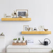 32 Inch Picture Ledge Shelf with Lip,Floating Shelves for Wall, Set of 2 Solid Pine Wood Shelves with Invisible Brackets, Wall Storage for Living Room, Bedroom, Kitchen, Bathroom(Nature Wood)