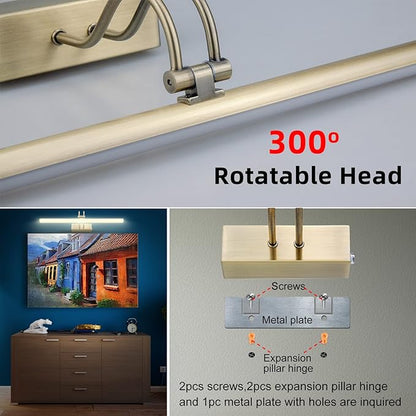 Picture Light,Picture Lights for Wall Cordless,20" Picture Lights with Timer and Dimmable,Battery Wall Lights for Display Gallery Painting Art Frame Portrait-AB