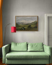 SHENIFY Landscape 16x24in Large Vintage Framed Canvas Wall Art Classical Mountain Range Valley Prints Farmhouse Bathroom Office Decor - Natural Framed