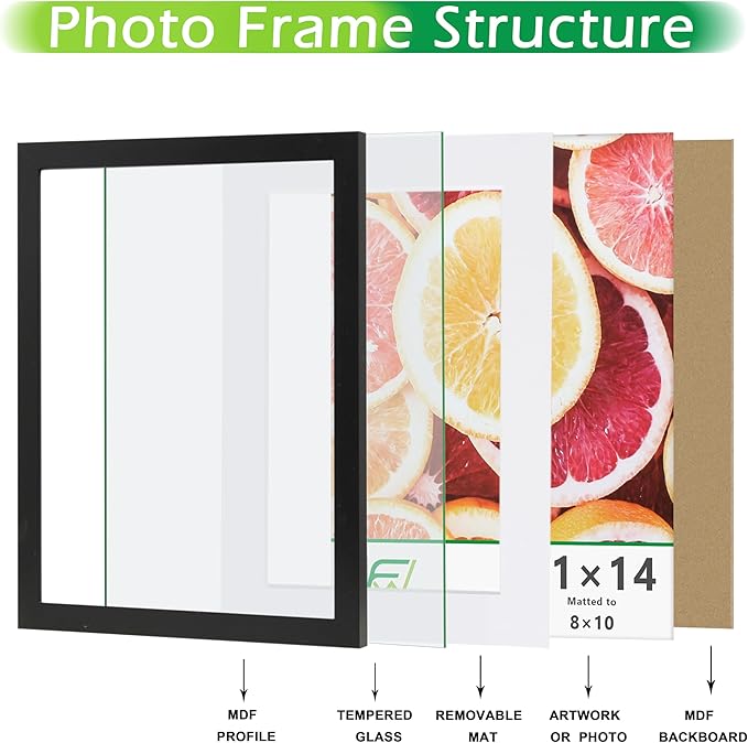 FrameWorks 2-Pack, 12x18 Matted to 11x17 Picture Frame, Black – Classic Wooden Photo Frame with Tempered Glass, Modern Matte Finish for Prints, Posters, Certificates & Wall Decor – Gallery-Ready