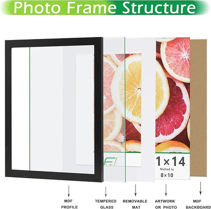 FrameWorks 2-Pack, 12x18 Matted to 11x17 Picture Frame, Black – Classic Wooden Photo Frame with Tempered Glass, Modern Matte Finish for Prints, Posters, Certificates & Wall Decor – Gallery-Ready
