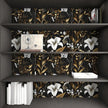 Black Gold Wallpaper Peel and Stick, Dark White Floral Vintage Contact Paper 17.5