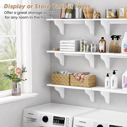 Forbena 24 Inch Wall Shelves for Bedroom Set of 3, Large Bathroom Floating Shelves for Wall, Long Decorative Hanging Arched Shelving Unit for Living Room Kids Girls Room Nursery Office (White)