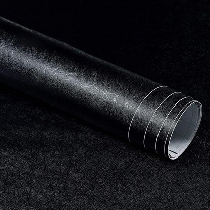 MelunMer Black Peel and Stick Wallpaper Silk Embossed Self Adhesive Removable Wallpaper Bathroom/Bedroom Waterproof Black Contact Paper for Cabinets Wrapping Sticker Paper Shelf Liner 512In L 15.7In W