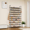 Tall Shoe Rack 10 Tier Shoe Organizer Large Shoe Shelf with 18 Hooks Storage for 50 Pair Sneaker and Boot, Stackable Vertical Shoe Rack Organizer for Closet, Entryway, Bedroom, Grey