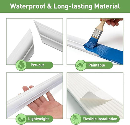 Peel and Stick Wall Molding, 4 Set 16" x 24" Premade Wainscoting Panels, Ready-to-Assemble Wall Accent Kit, Paintable Molding Trim Decor for Living Room Bedroom Hallway Picture Frames