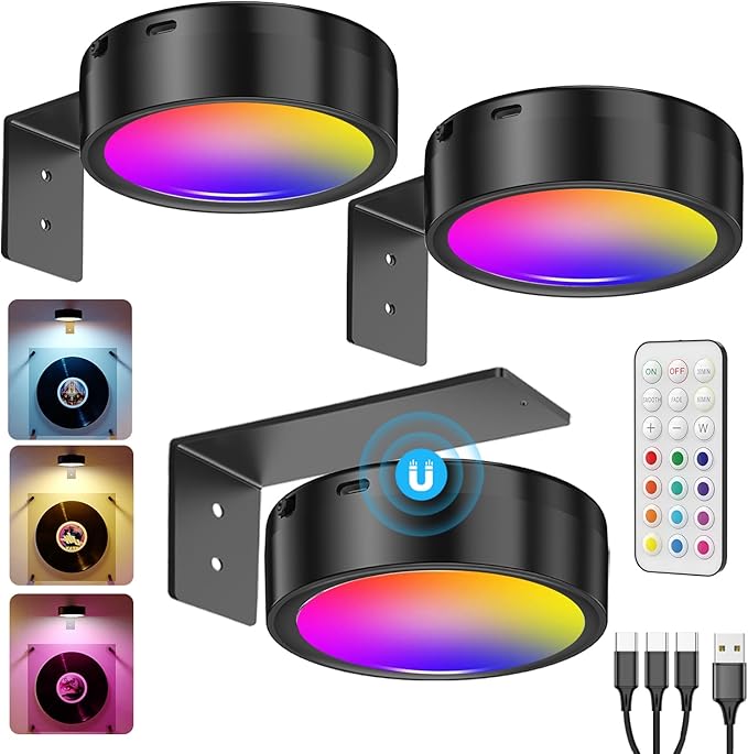 Wireless LED Picture Lights for Wall Art, 3 Pack 2600mAh USB Rechargeable Frame Lights for Paintings Remote Gallery Wall Light Battery Operated Picture Spotlight for Poster Accent Photo Display Decor