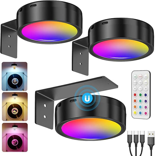 Wireless LED Picture Lights for Wall Art, 3 Pack 2600mAh USB Rechargeable Frame Lights for Paintings Remote Gallery Wall Light Battery Operated Picture Spotlight for Poster Accent Photo Display Decor