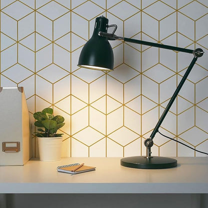Safiyya 118"x17.3" Peel and Stick Wallpaper Gold and White Contact Paper Geometric Wallpaper Self Adhesive Removable Wallpaper for Walls Covering Vinyl Rolls