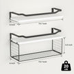 WOPITUES Floating Shelves with Wire Storage Basket, Bathroom Shelves Over Toilet with Protective Metal Guardrail, Wood Wall Shelves for Bathroom Organizers and Storage, Toilet Paper-White