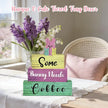 4 Pcs Easter Decorations for Home Easter Tier Tray Decor Bunny Coffee Sign Coffee Bar Station Decor Rustic Farmhouse Decorations for Home Kitchen Office Shelf Tabletop Centerpieces