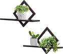 Floating Shelves for Wall,Decorative Wall Shelf,Hanging Shelf for Plants Storage Display Holder,Indoor Decor for Living Room Home Office Bathroom Bedroom,Solid Wood,Diamond Shaped,2 Pack(Walnut)