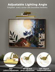 16in Wireless Picture Light with Remote, Battery Operated Picture Lights for Wall 5000mAh, 3 Color Modes and Dimmable LED Art Lighting with Timer for Painting, Frame, Gallery, Bedroom (Gold-1Pack)