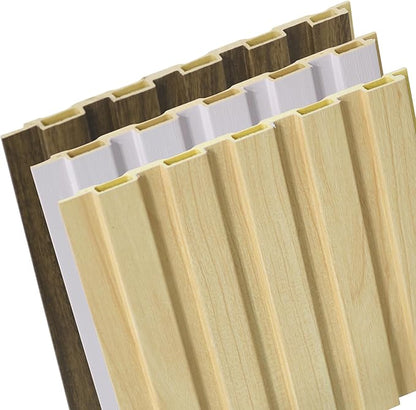 3 Packs Sample 6 x 5.9in Slat Wood Wall Paneling, WPC Wainscoting Panels for Interior Wall Decoration Living Room Bedroom, Accent Wall Panels