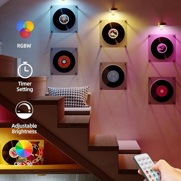 Wireless Picture Lights for Wall Art, 3 Pack 2600mAh USB Rechargeable RGB LED Frame Lights for Paintings Remote Gallery Light Battery Operated Accent Spotlight for Poster Photo Display Artwork Decor