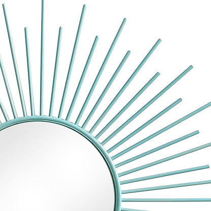 3 Pack Metal Mirrors for Wall Sunburst Wall Mirrors Home Décor Decorative Hanging Wall Art for Living Room Bedroom Entryway (Blue, Sunburst)