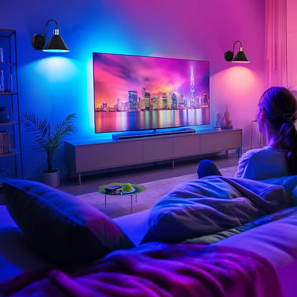 Frideko Rechargeable Battery Operated Wall Sconces Set of Two with Remote, RGB 15 Colors Dimmable Wireless Wall Light, Indoor Battery Powered Wall Lamp with Timer, Modern Wall Lighting for Living Room