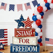 4th of July Table Decorations Patriotic Memorial Day Tiered Tray Decor Wooden Stars Block Signs Independence Farmhouse 250th July Fouth Centerpiece for Tables Wooden Sign for Home Decor