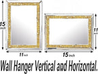 2 Piece Wall Mirrors, Crush Diamond Wall Decor, Gold Color Decorative Mirrors for Living Room, Bedroom, Bathroom. (11'x15')