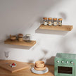 INHABIT UNION Oak Floating Shelves Wood for Wall 15.7in Wall Mounted Display Ledge Shelves Perfect for Bedroom, Bathroom, Living Room and Kitchen Decoration Storage (Set of 2)