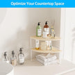 Corner Shelf Countertop Organizer - Set of 2 Corner Shelves for Kitchen Cabinet Organizer, Spice Rack, Stackable Bathroom Stand and Storage, Sink Rack, Corner Cabinet, Counter Decor, Natural Beige
