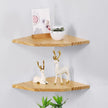 Wood Corner Wall Shelves Set of 2, Solid Wood Corner Floating Shelves, Round End Wall Mounted Floating Corner Shelf for Bedroom, Living Room and Kitchen (10 inch)