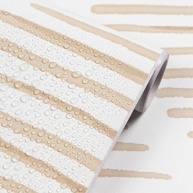 Modern White and Beige Peel and Stick Wallpaper Stripe Removable Wallpaper Vinyl Waterproof Contact Paper Shelf Paper Drawer Liner Roll for Bedroom Living Room.Neutral 17.7"x300"