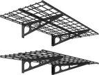 FLEXIMOUNTS 2-Pack 2x4ft 24-inch-by-48-inch Wall Shelf Garage Storage Rack Wall Mounted Floating Shelves, Black, Classic Series