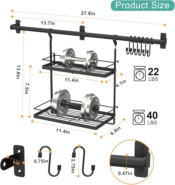 NADAMOO Kitchen Utensil Hanger and Spice Rack with Towel Rack Holder，Wall Mount Space Saving Metal Storage Organizer for Pantry, Countertop, Bathroom