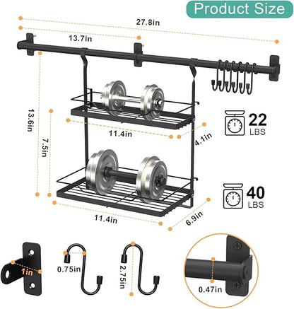 NADAMOO Kitchen Utensil Hanger and Spice Rack with Towel Rack Holder，Wall Mount Space Saving Metal Storage Organizer for Pantry, Countertop, Bathroom