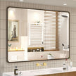 OKPAL 40x30 Brushed Bronze Bathroom Mirror, Metal Framed Bathroom Mirror, Bronze Rectangle Vanity Mirror, Round Corner, Shatterproof, Anti-Rust, Wall Mounted (Horizontal/Vertical)