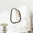 Asymmetrical Mirror for Wall Irregular Oval Wood Frame Modern Unique Wall Mirror Decorative Vanity Bathroom Living Room Bedroom Entryway Hallway Artistic Wavy Mirror Small 14