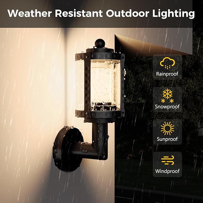 XMCOSY+ Outdoor Wall Lights, 1100LM Smart Porch Lights Outdoor, RGBCW LED Outdoor Sconce Lights, WiFi APP Control, Compatible with Alexa, IP65 Waterproof Exterior Lighting Fixtures, 2 Pack