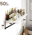 Fun Memories Deep Floating Shelves for Wall, 24W x 8D Wall Mounted Shelves Set of 2, Wide Display Ledge Shelf with Sturdy Metal Brackets for Living Room, Bathroom, Bedroom and Kitchen, White